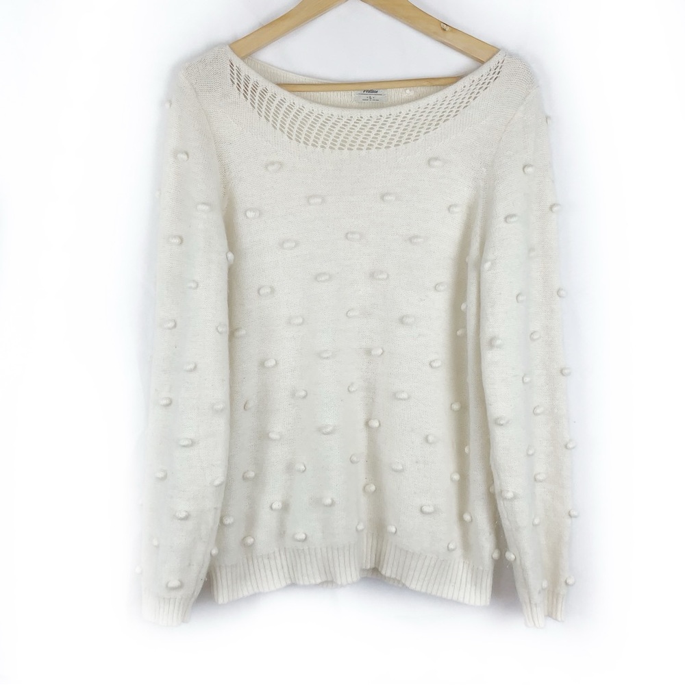 Madewell Wallace Cozy Rabbit Hair Knit Pom Pom Bauble Sweater